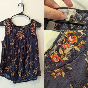 Mason & Belle Embroidered Tank Top Blouse